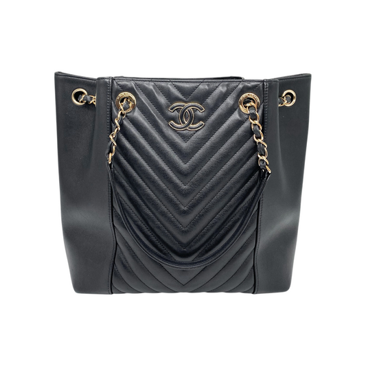 Chanel Black Chevron Tote
