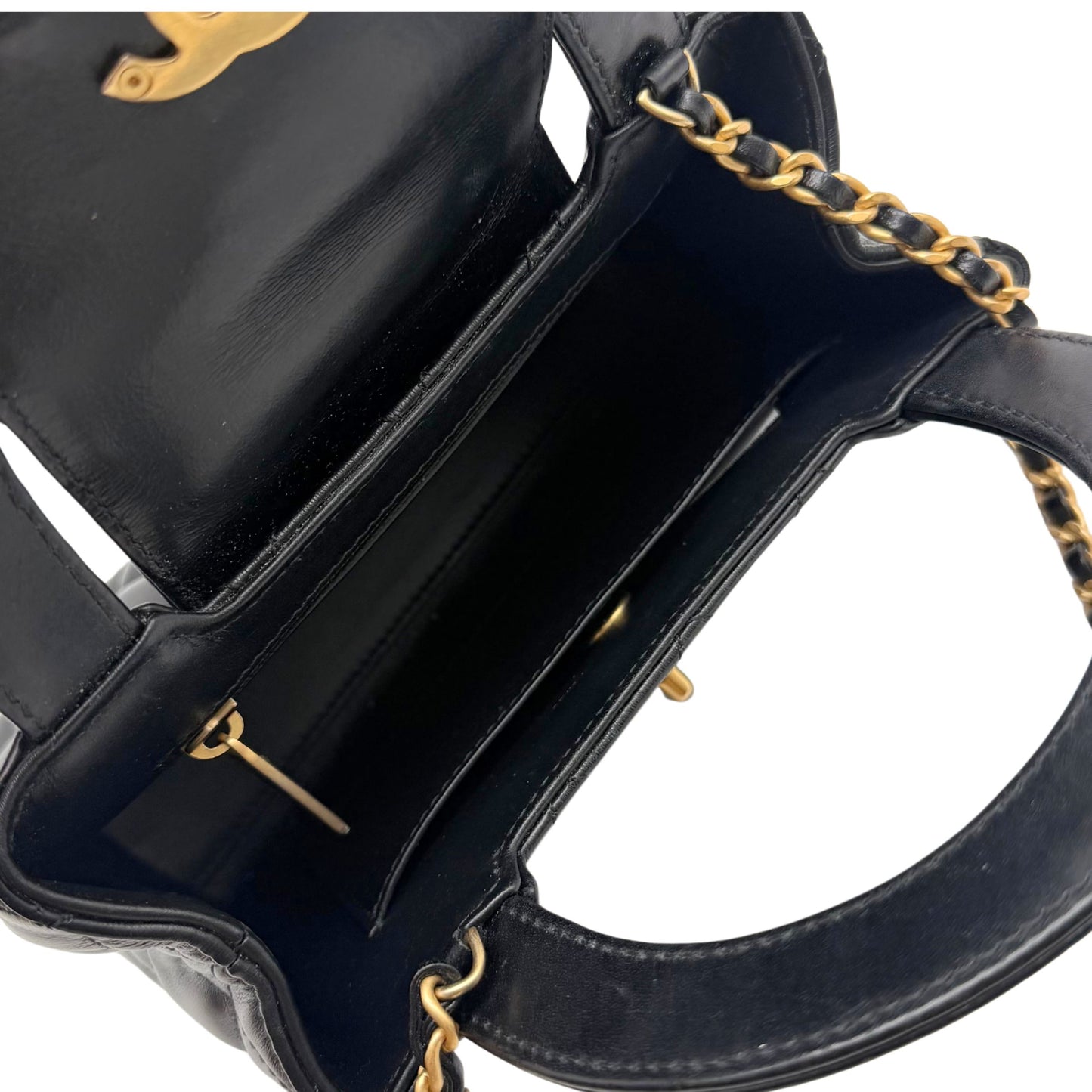 Chanel Kelly Nano Shopper in Black with Gold Hardware