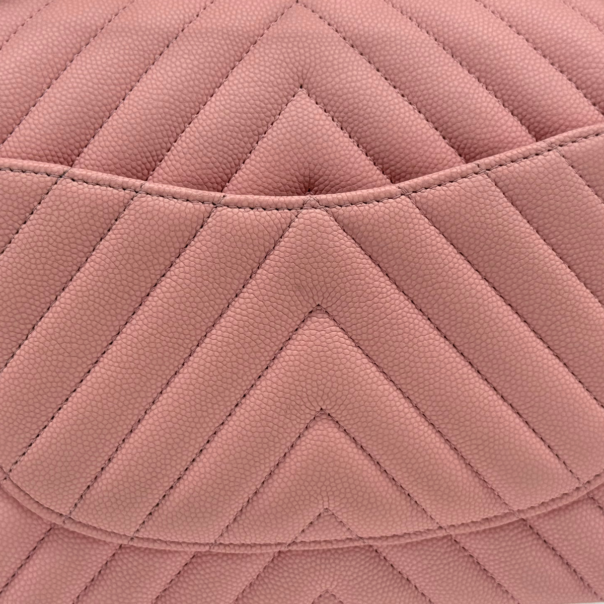 Chanel Chevron Quilted Caviar Medium Double Flap Bag Light Sakura Pink