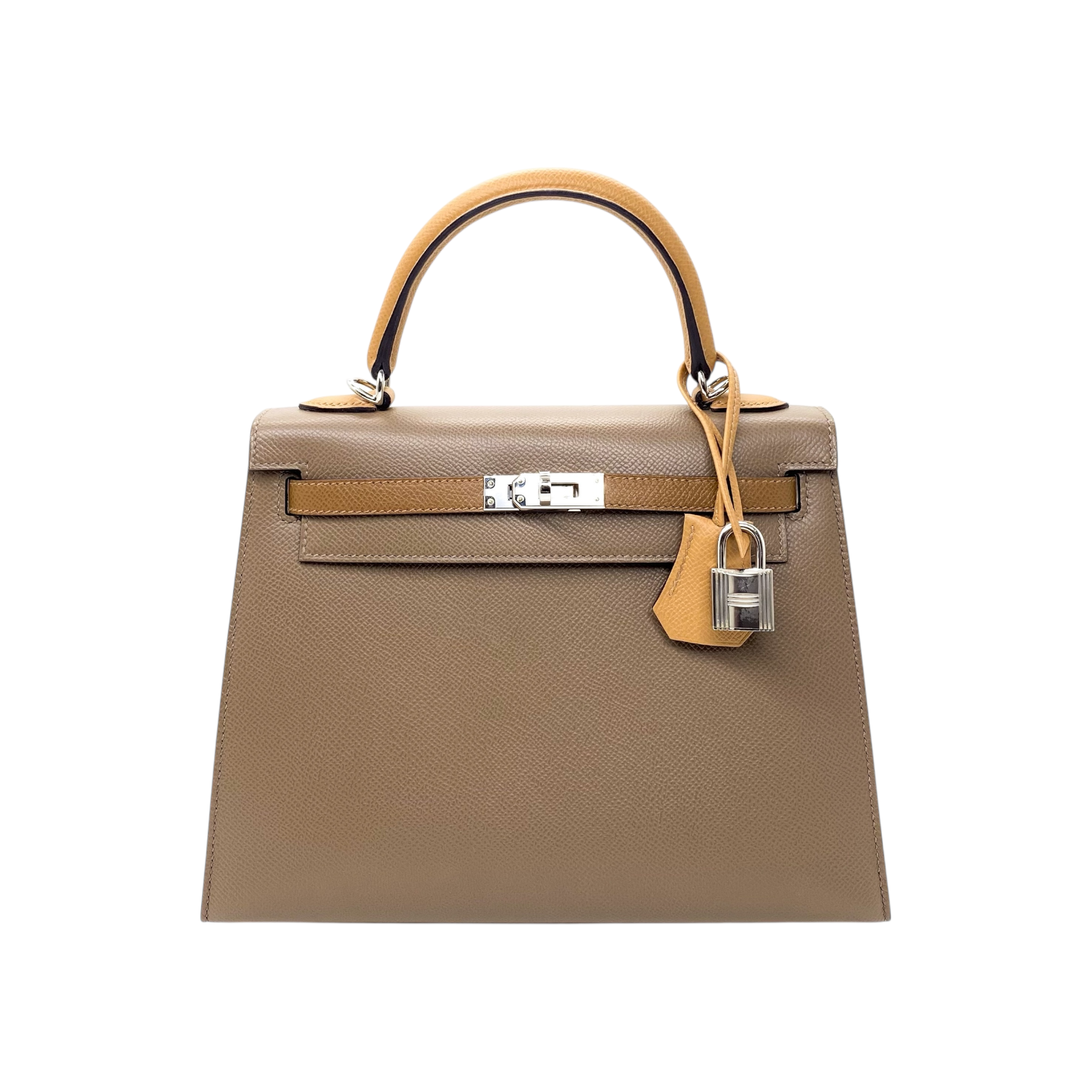 Hermes Kelly 25 Etoupe Biscuit & Alezan Epsom Palladium Hardware