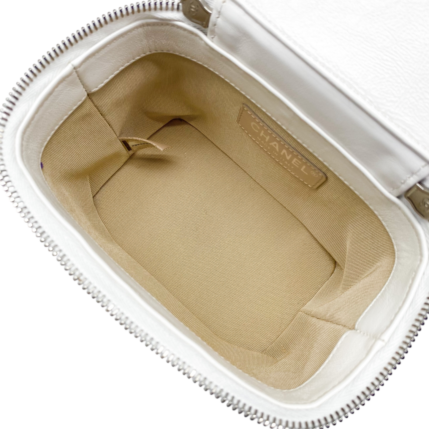 Chanel White Beige Raffia Vanity