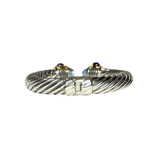 David Yurman Blue Topaz Gold 925 Sterling Silver Cable Cuff