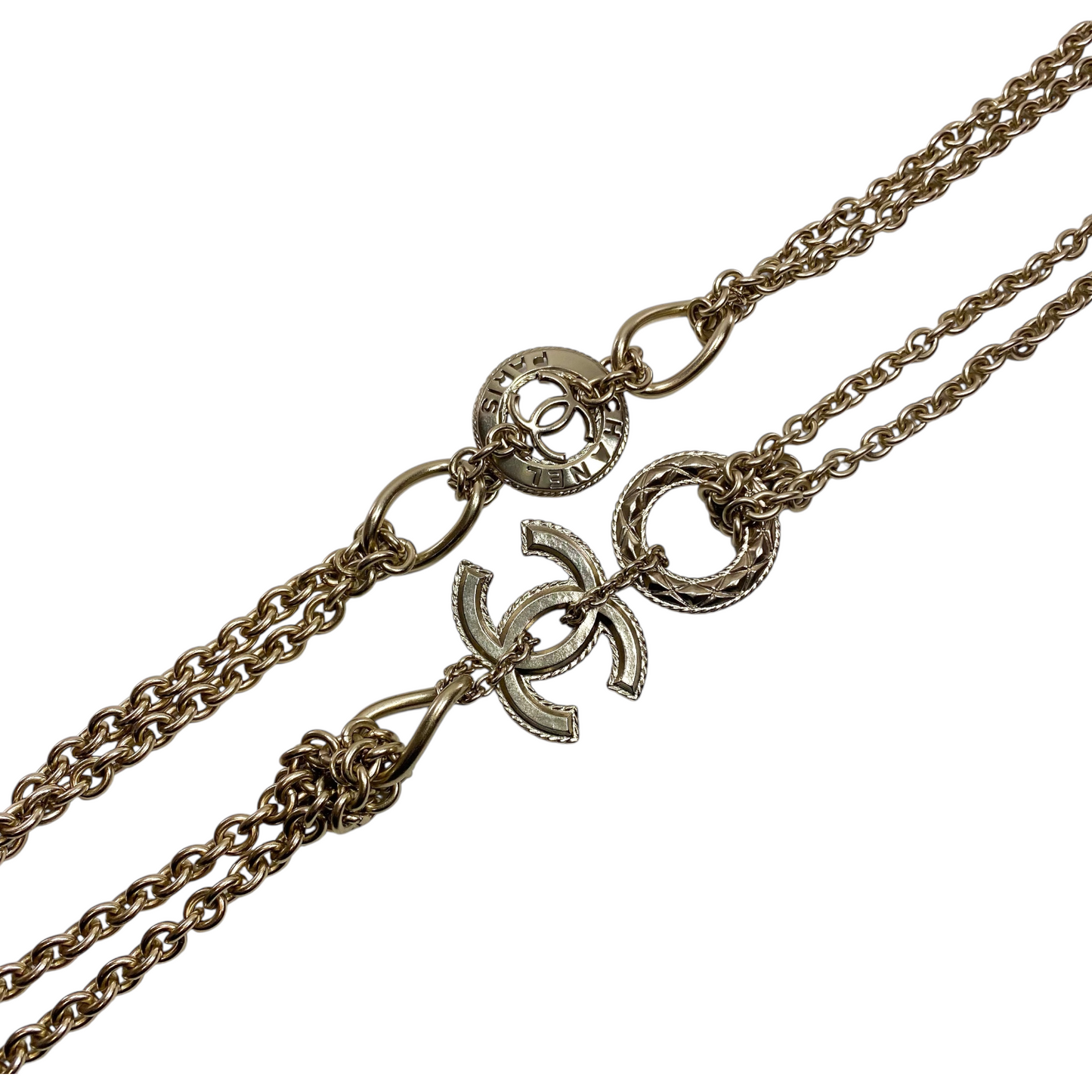 Chanel Light Gold Double Chain Long Necklace