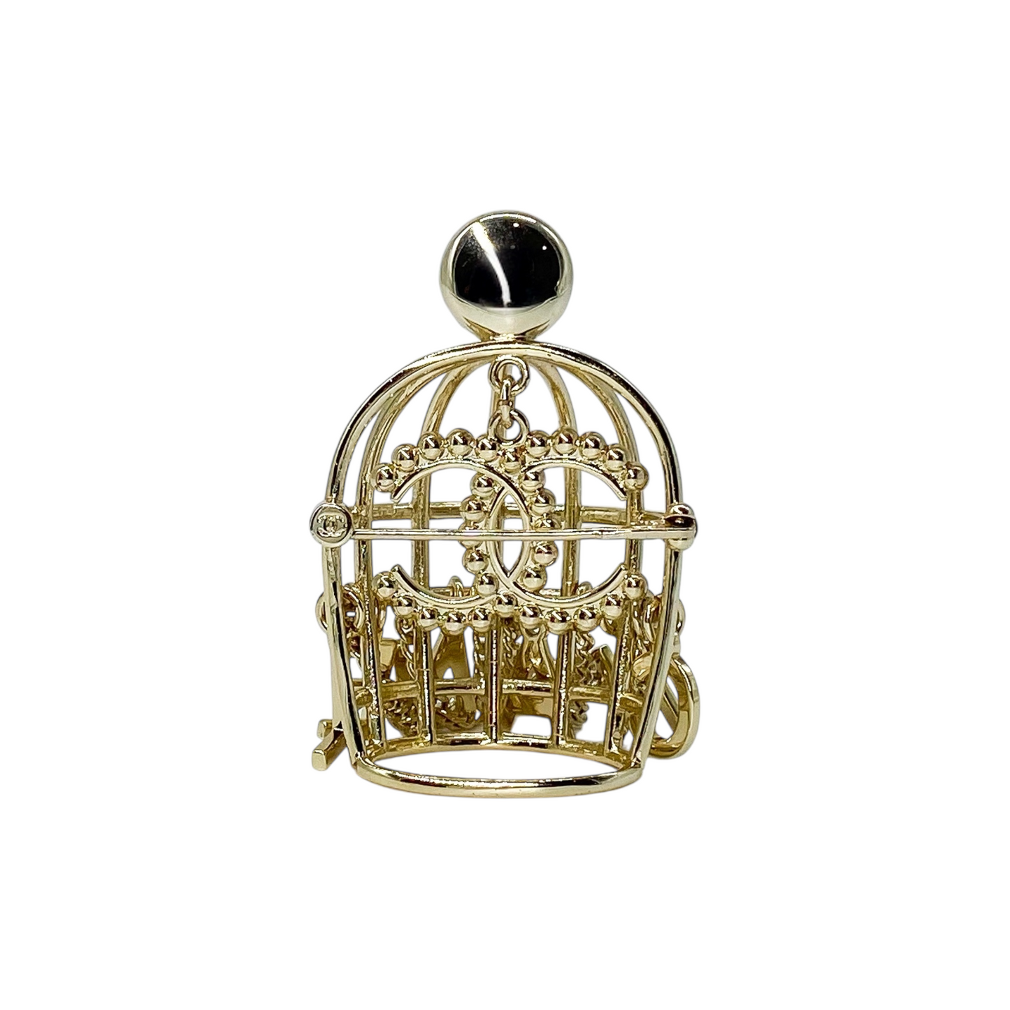 Chanel Gold Logo Birdcage Brooch