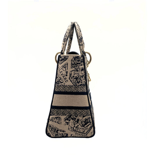 Christian Dior Medium Toile De Jouy Plan De Paris Lady D-Lite