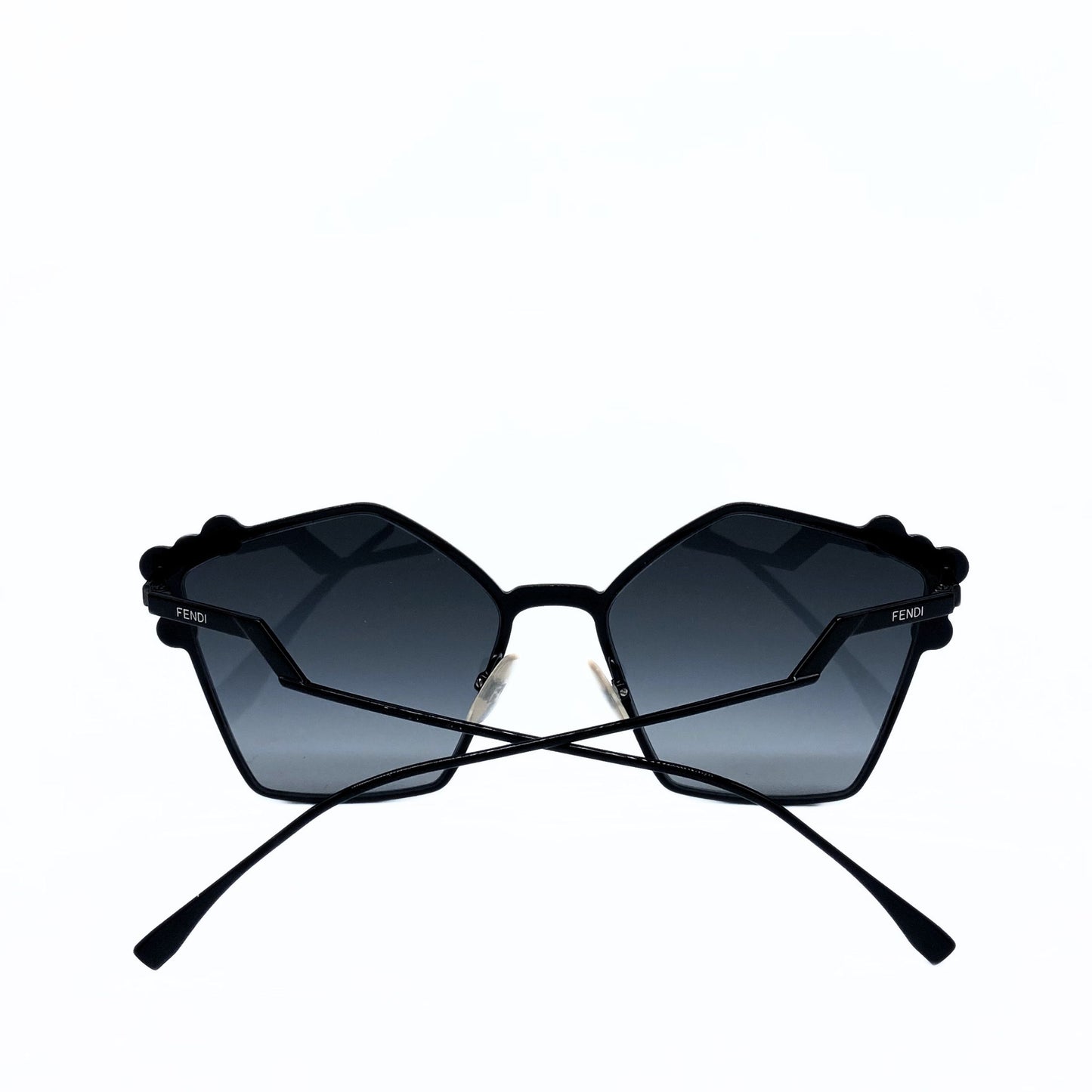 FENDI FF0261S 0261 CAN EYE Black Stud Gradient Flat Metal Sunglasses Women