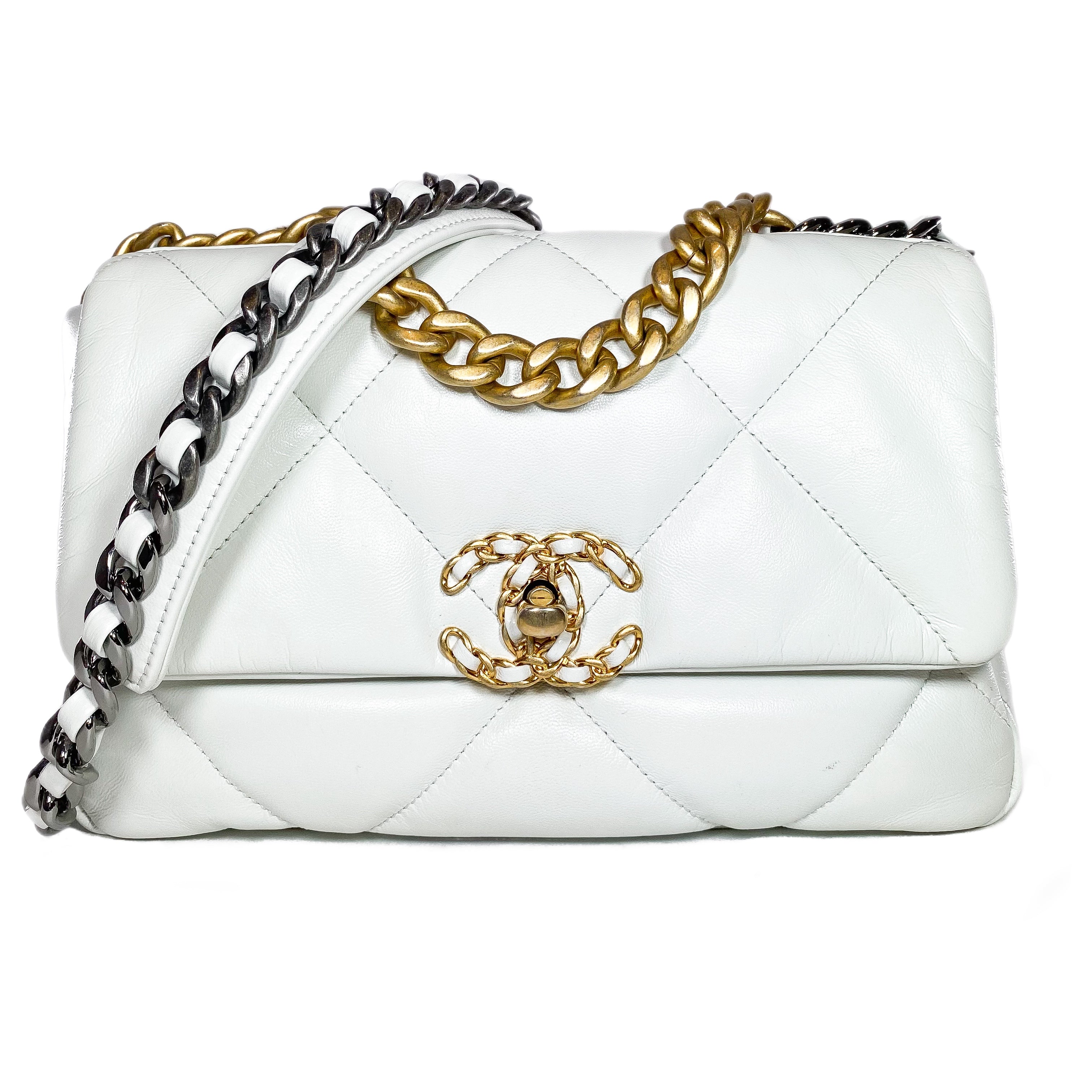 Chanel 19 White Medium Flap Bag