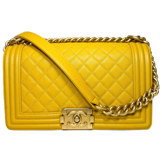 Chanel Mustard Old Medium Boy Bag