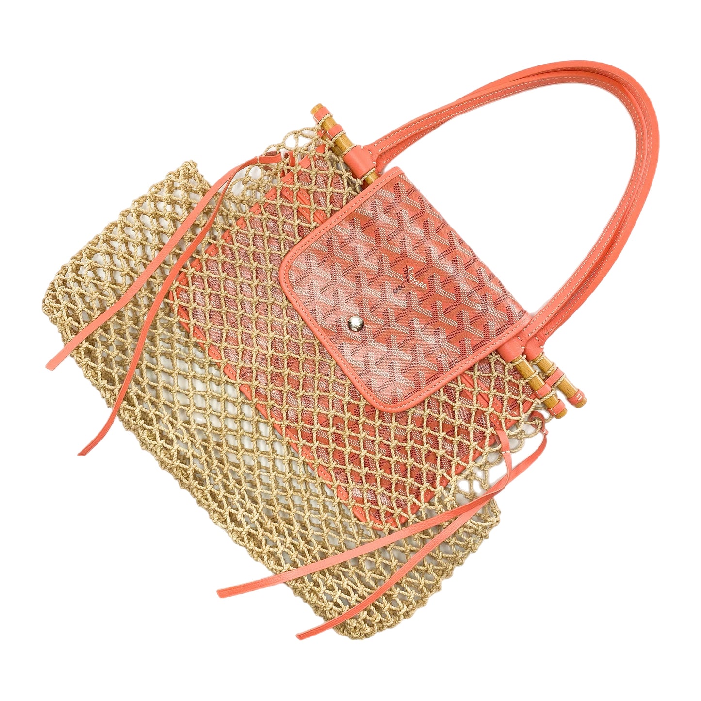 Goyard Goyardine Coral Aligre Raffia Net Tote