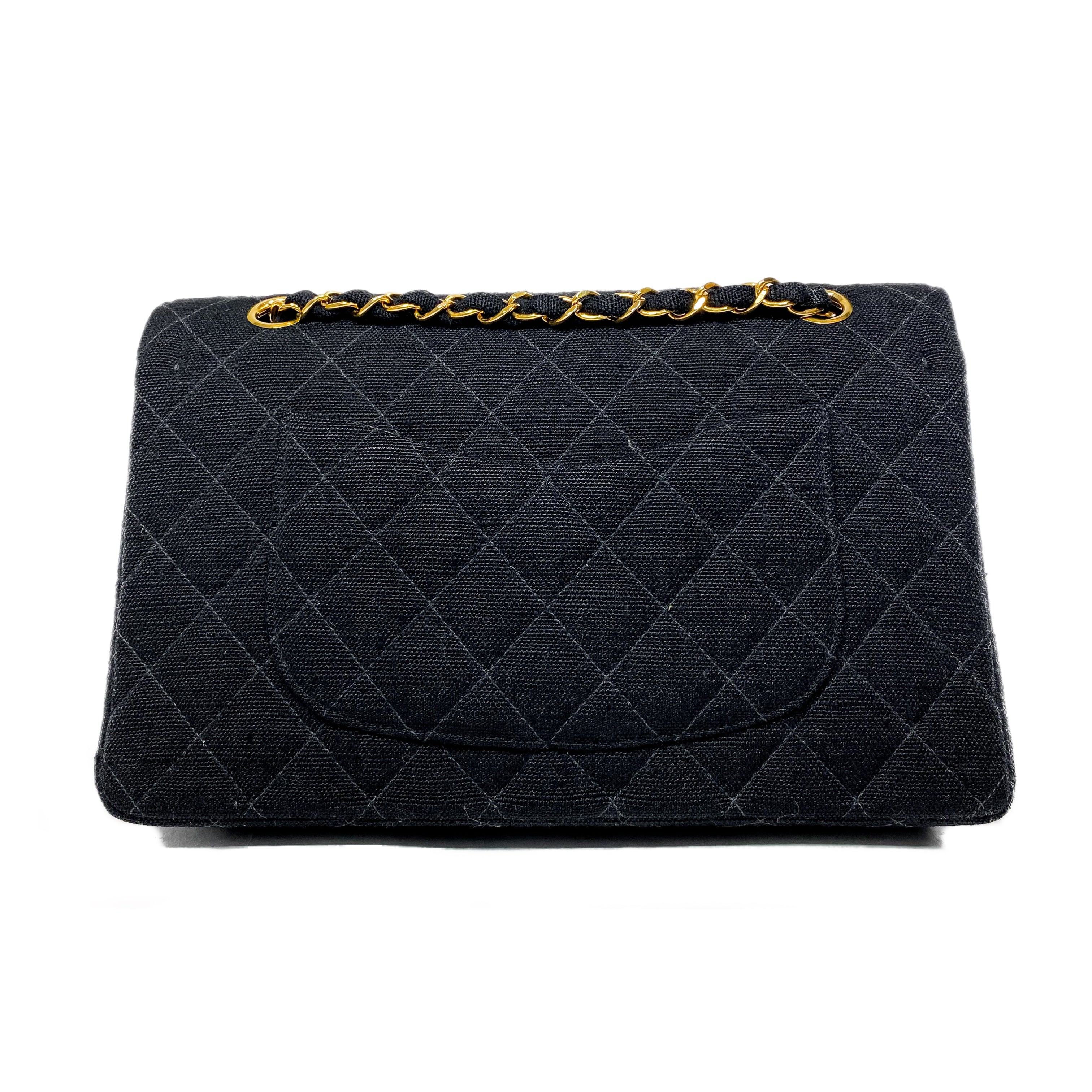 Chanel Black Canvas Medium Double Flap Bag