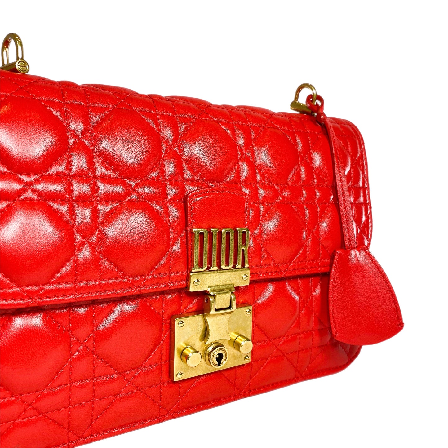 Dior Red Dioraddict Cannage Flap Bag