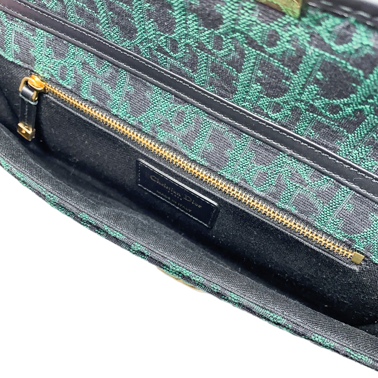 Dior Green Black Oblique 30 Montaigne Chain Clutch