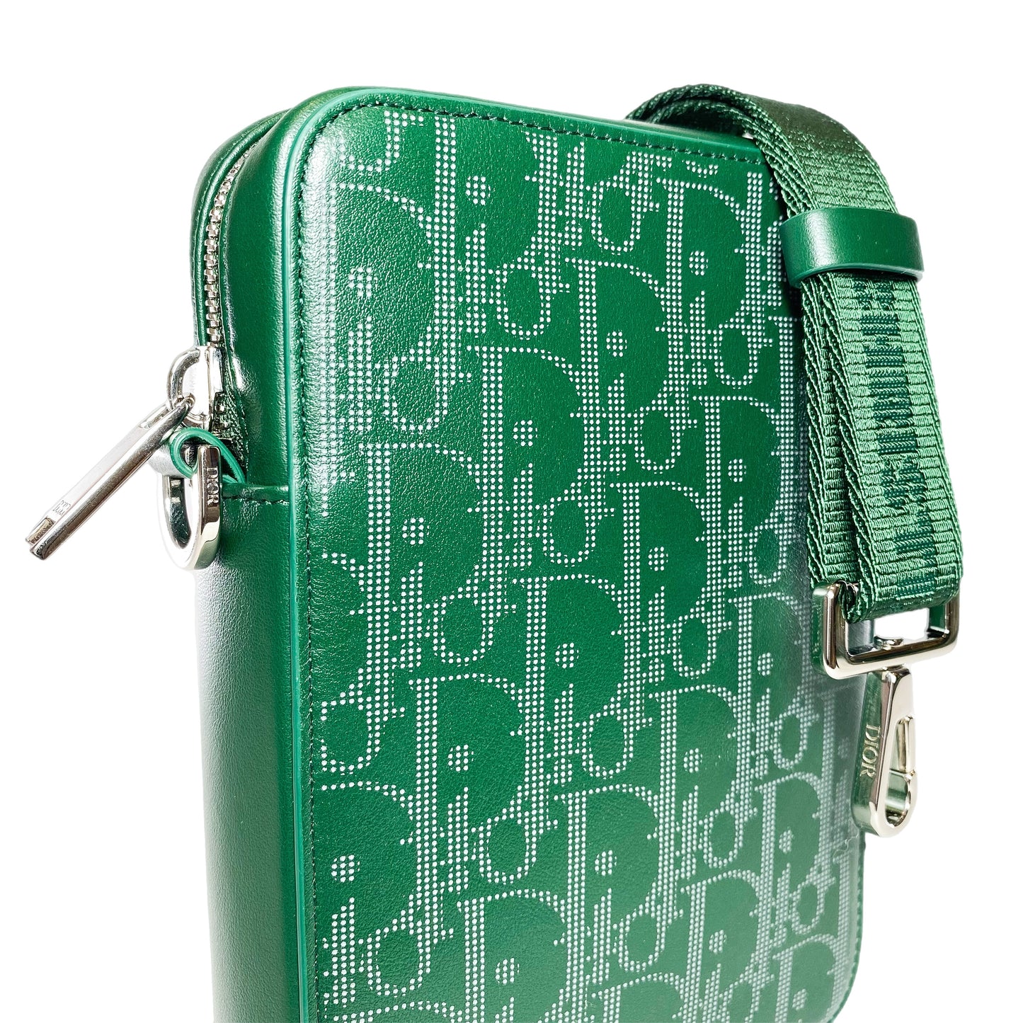 Dior Green Galaxy Oblique Perforated World Tour Messenger Pouch
