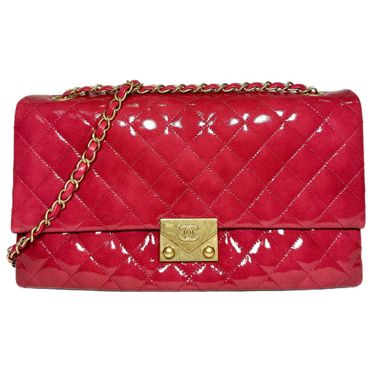 Chanel Dark Pink 3 Pocket Accordion Flap