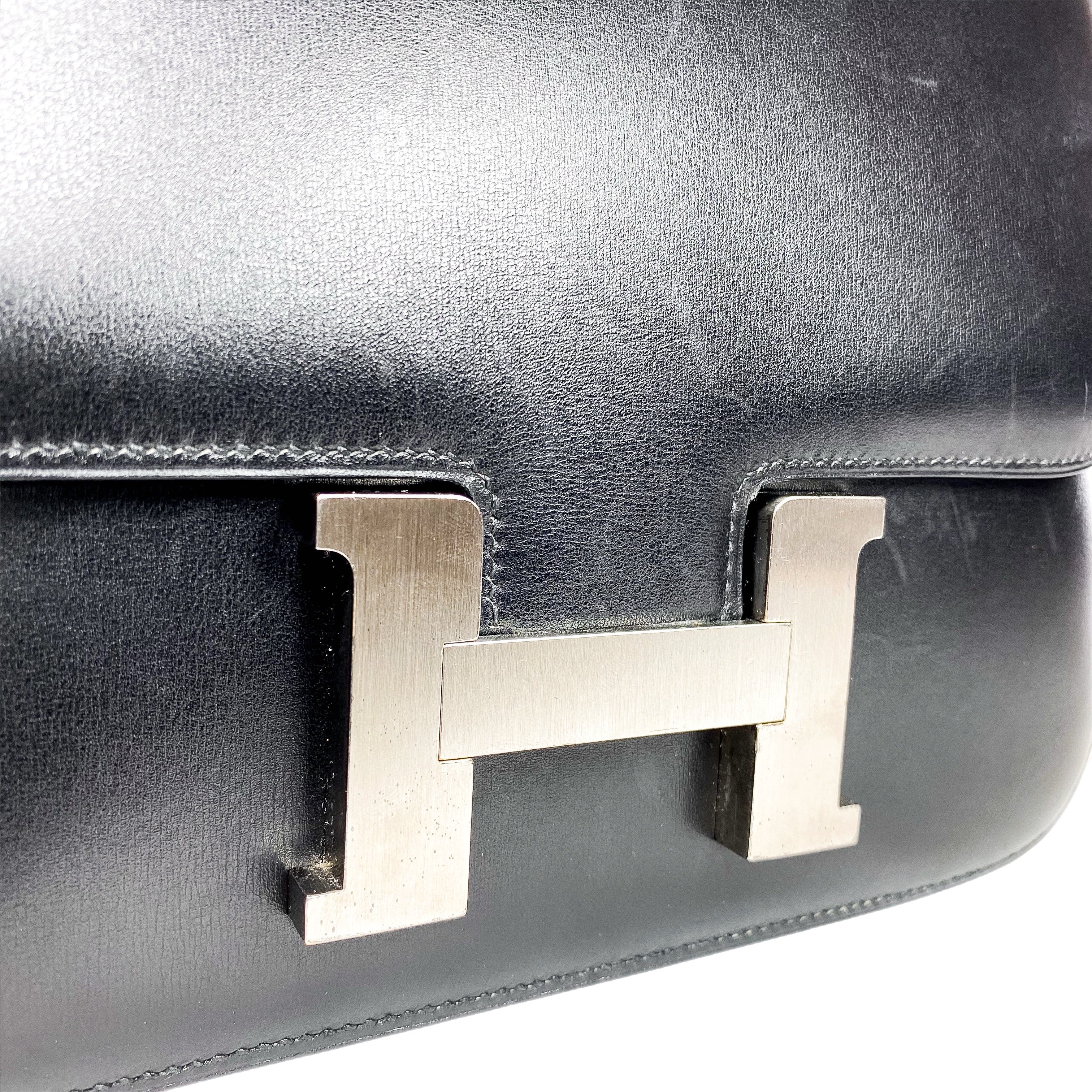 Hermes Black Constance 23 Box Brushed Palladium Hardware