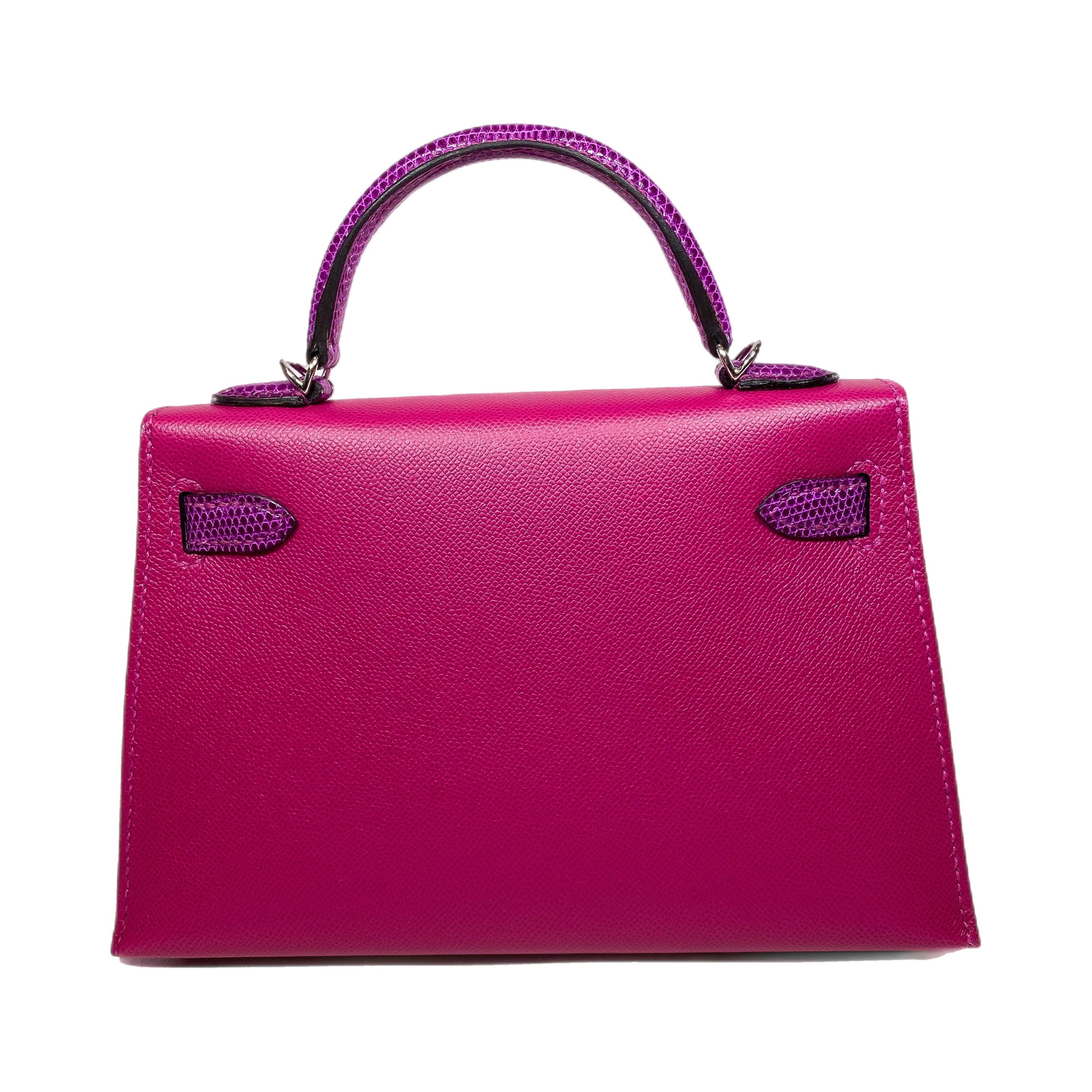 Hermes Mini Kelly 20 Rose Pourpre Madame Touch Lizard Palladium Hardware