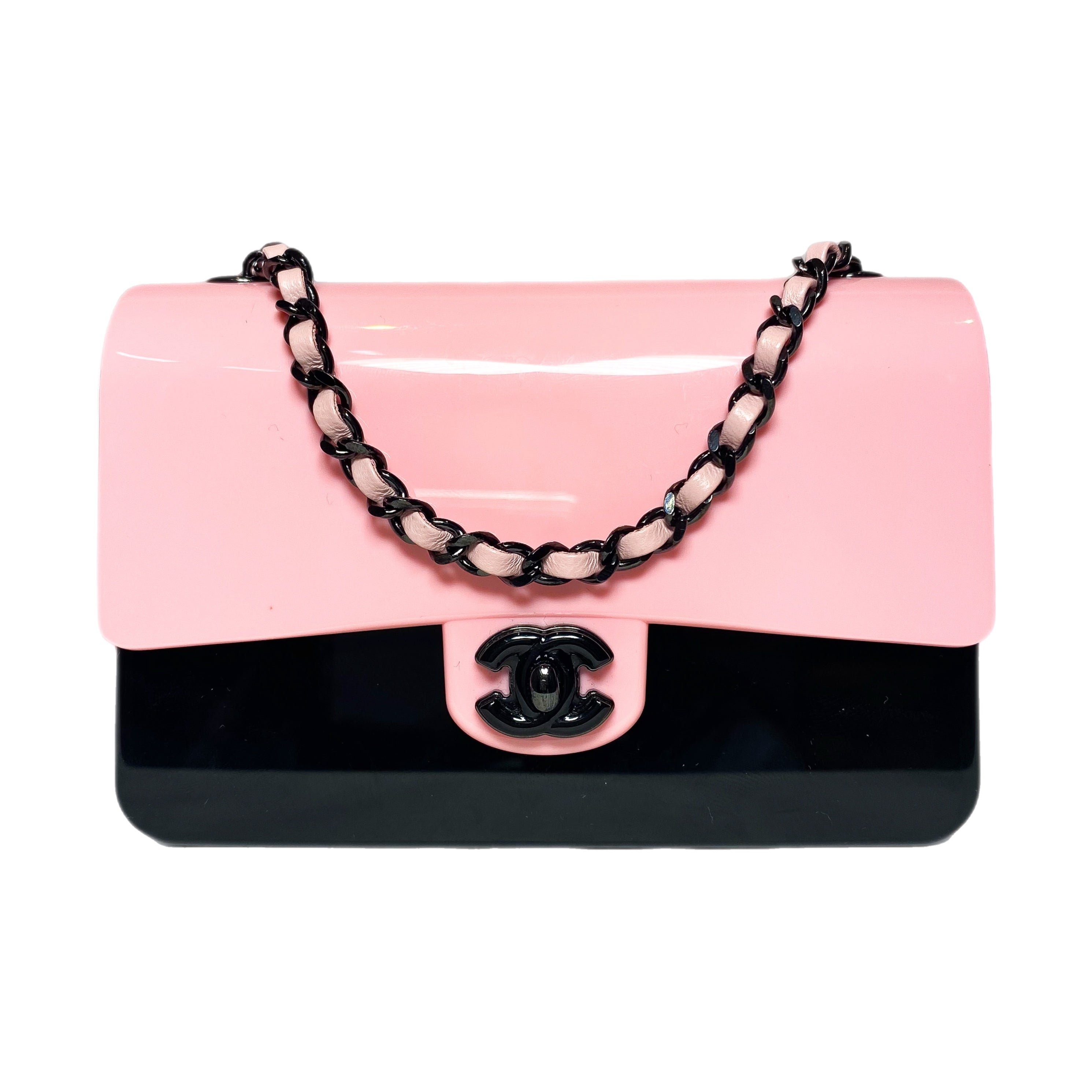 Chanel Pink Black Mini Evening Plexi Bag