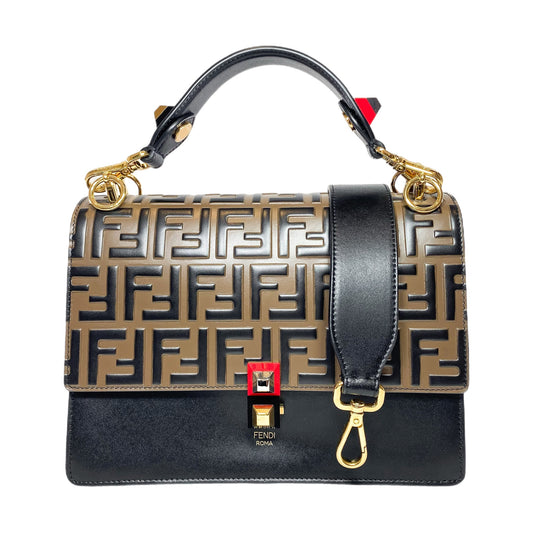 Fendi Vitello Liberty Bi-Color FF 1974 Embossed Kan I Shoulder Bag