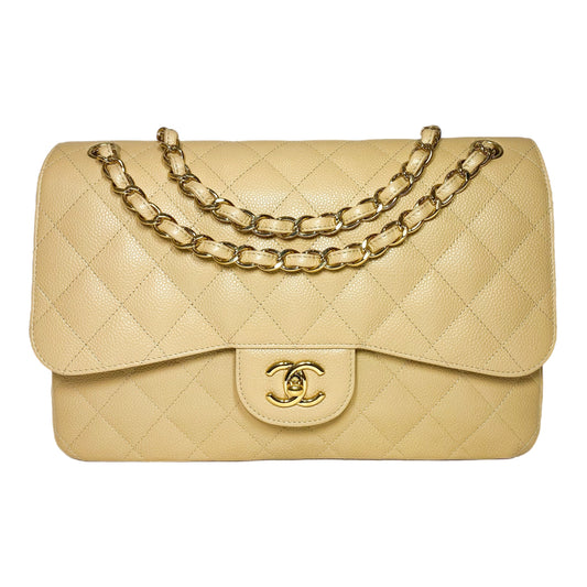 Chanel Beige Jumbo Double Flap Bag