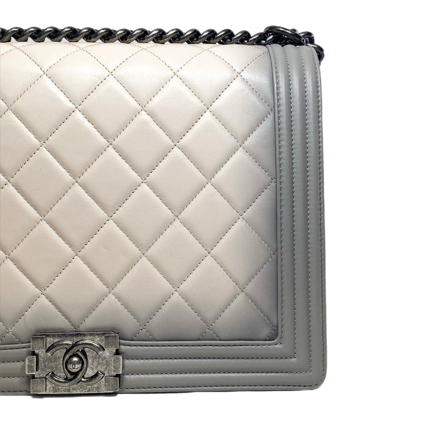 Chanel Gray Beige Ombre Large Boy Flap Bag