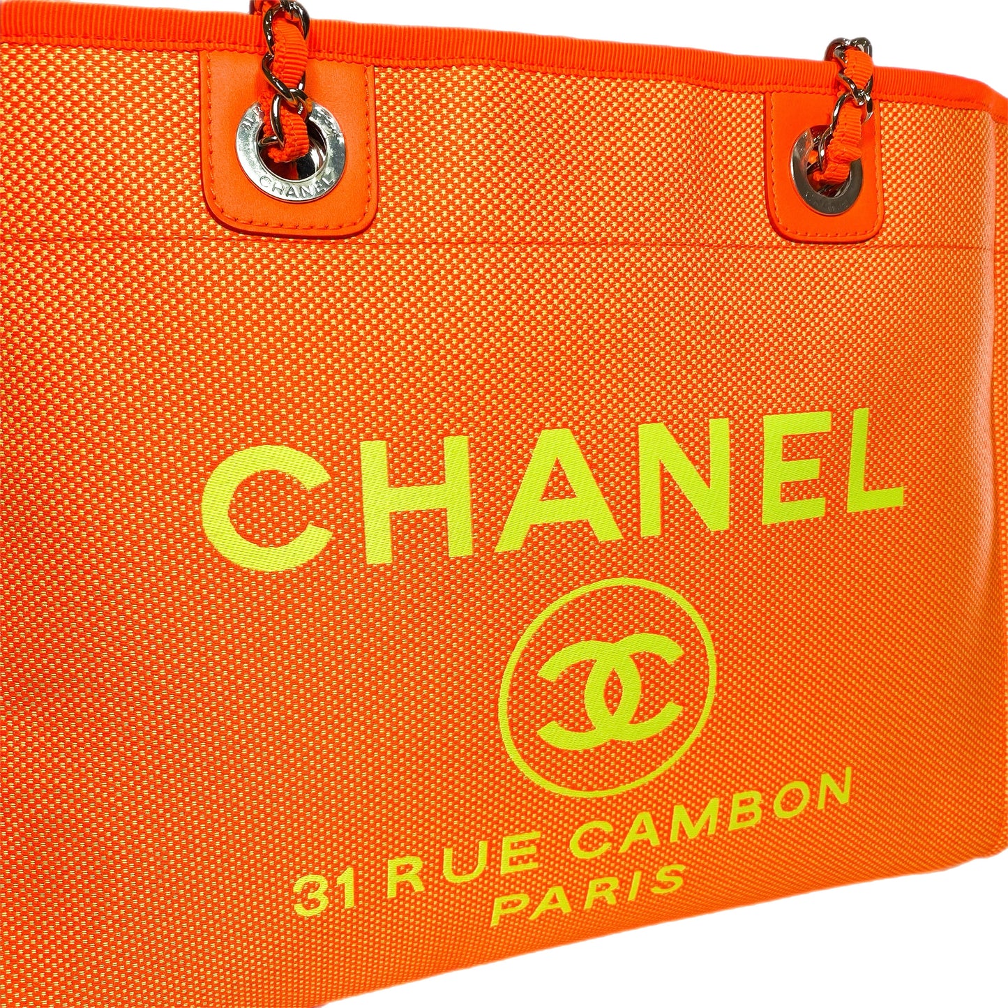 Chanel Neon Orange Medium Deauville