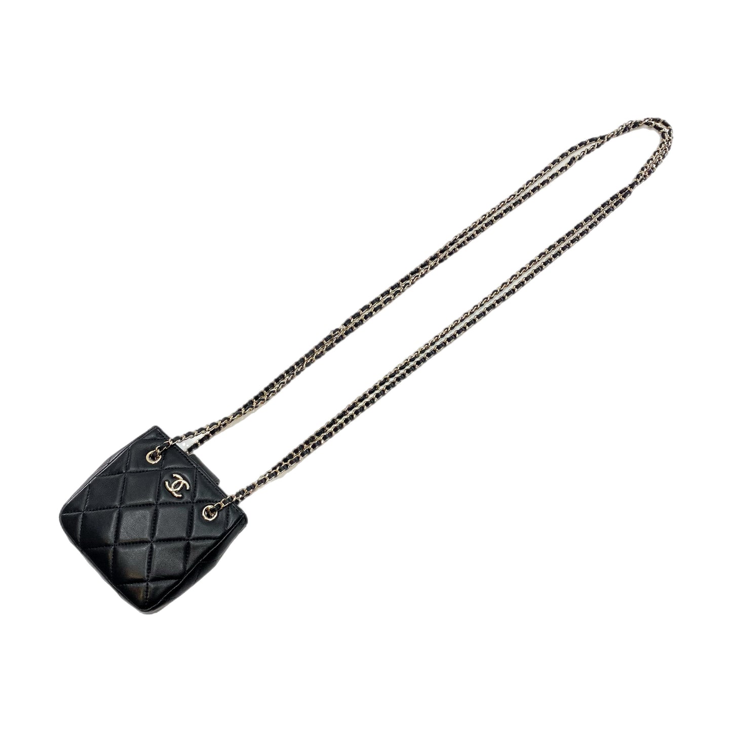 Chanel Black Tiny Shopping Clutch with Chain