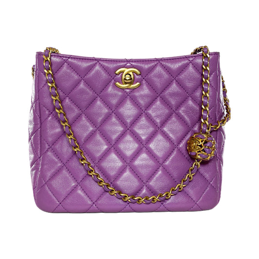Chanel Small Quilted Purple Pearl Crush Hobo Bag