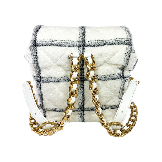 Chanel Ecru Black Tweed Wool Elegant Backpack