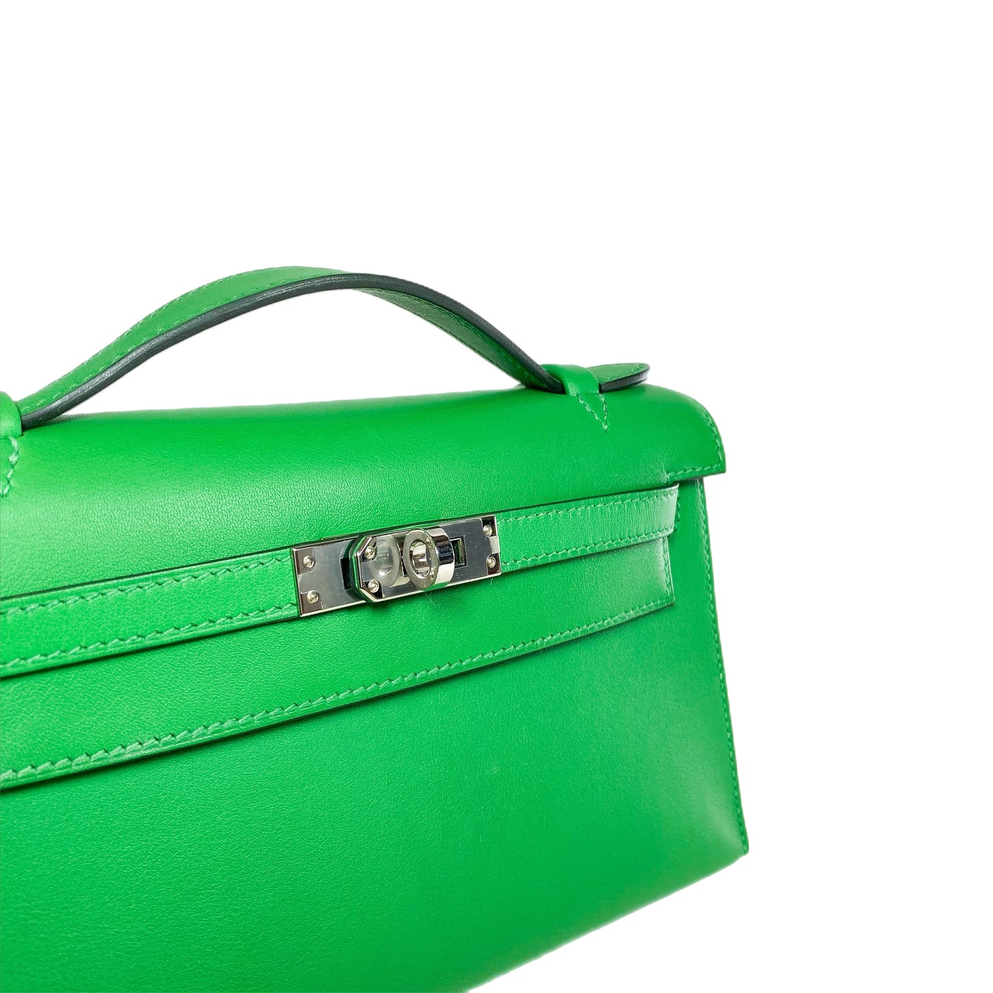 Hermes Kelly Pochette Bamboo Swift Palladium Hardware