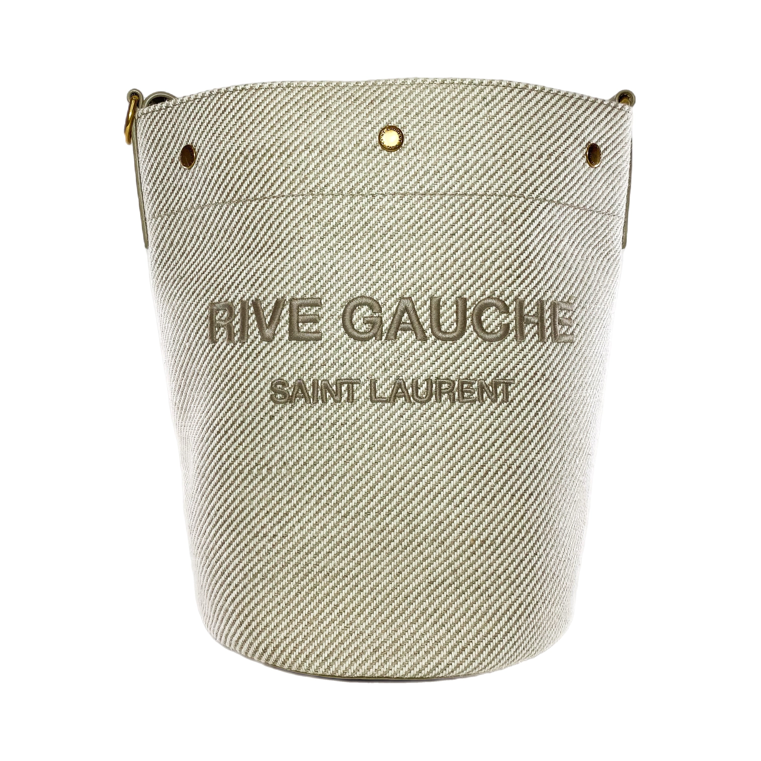 Saint Laurent Beige Canvas Bucket Bag
