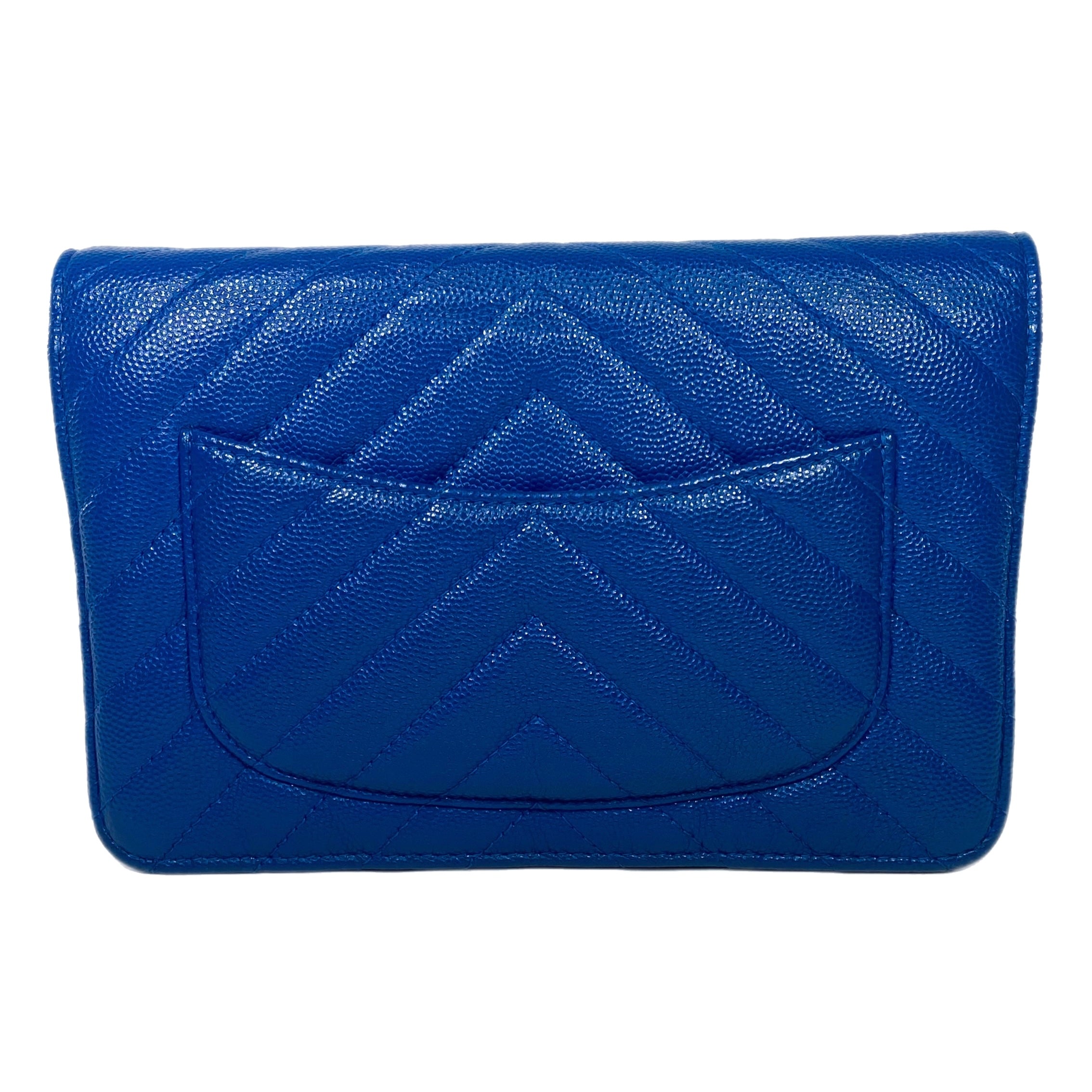 Chanel Blue Chevron Wallet On Chain