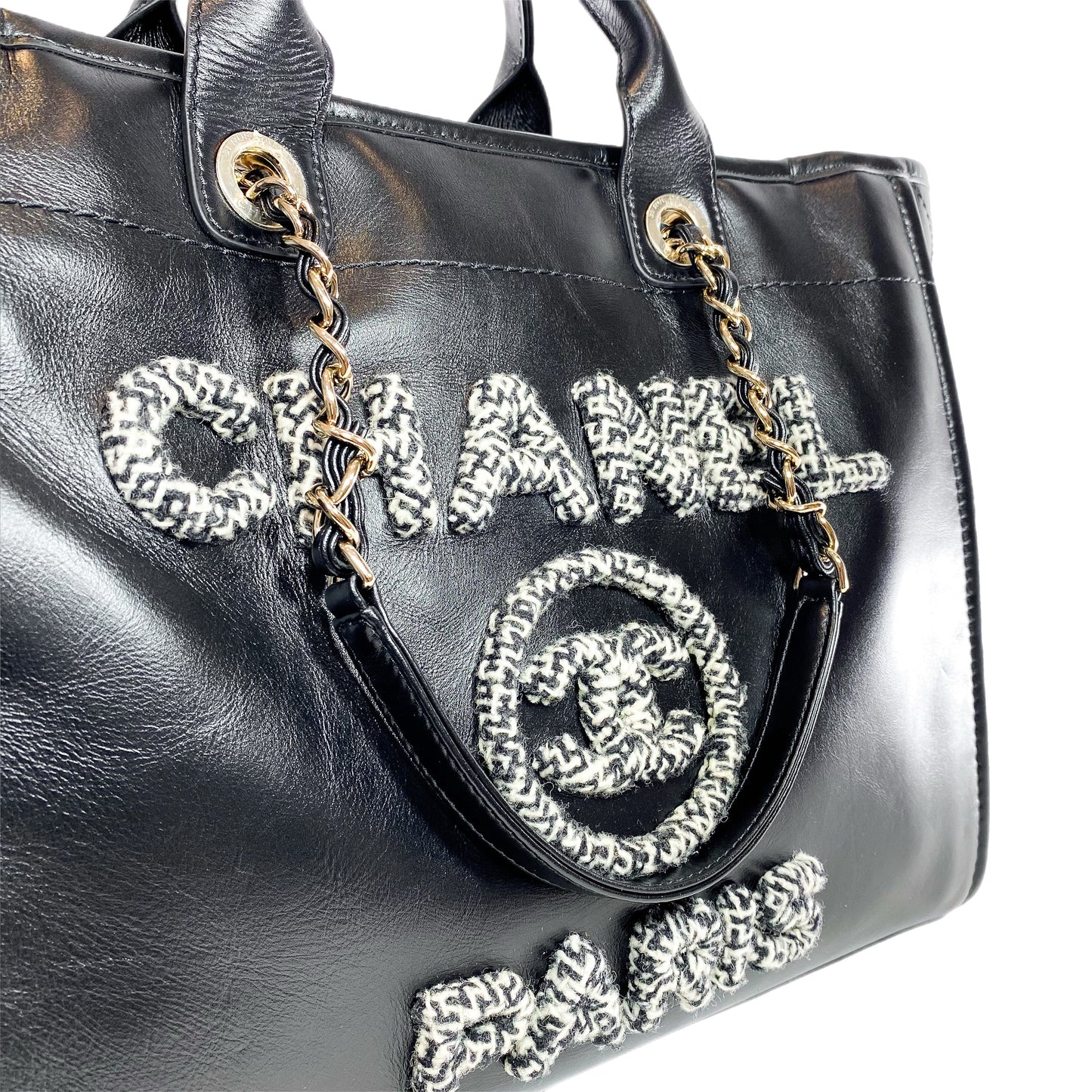 Chanel Black Tweed Deauville with Pouch