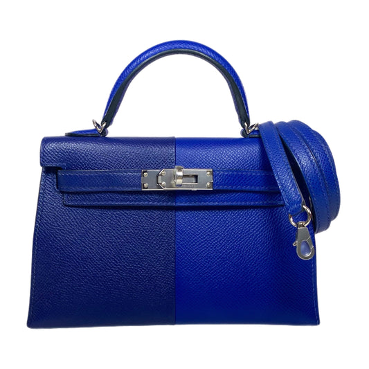 Hermes Mini Kelly 20 Bleu Encre Bleu Electric Palladium Hardware