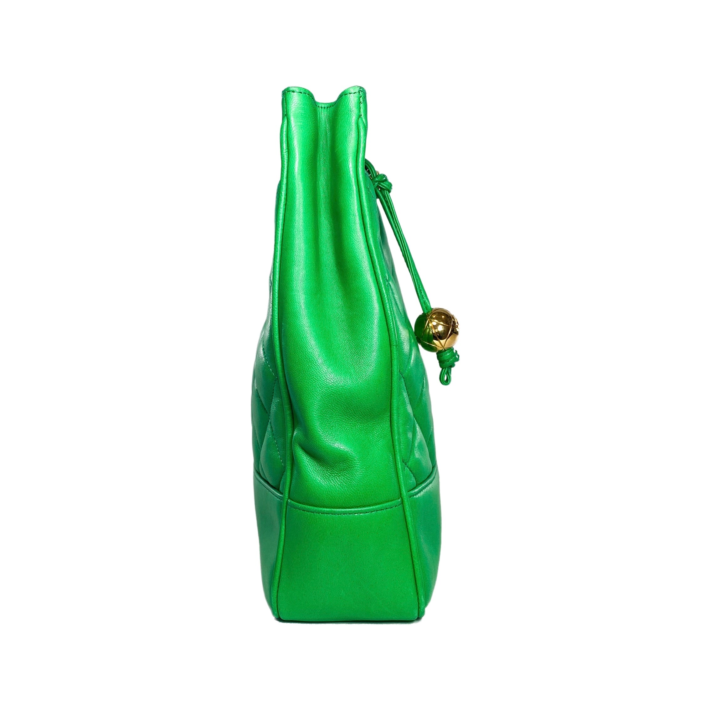 Chanel Green Lambskin Vintage Shoulder Bag