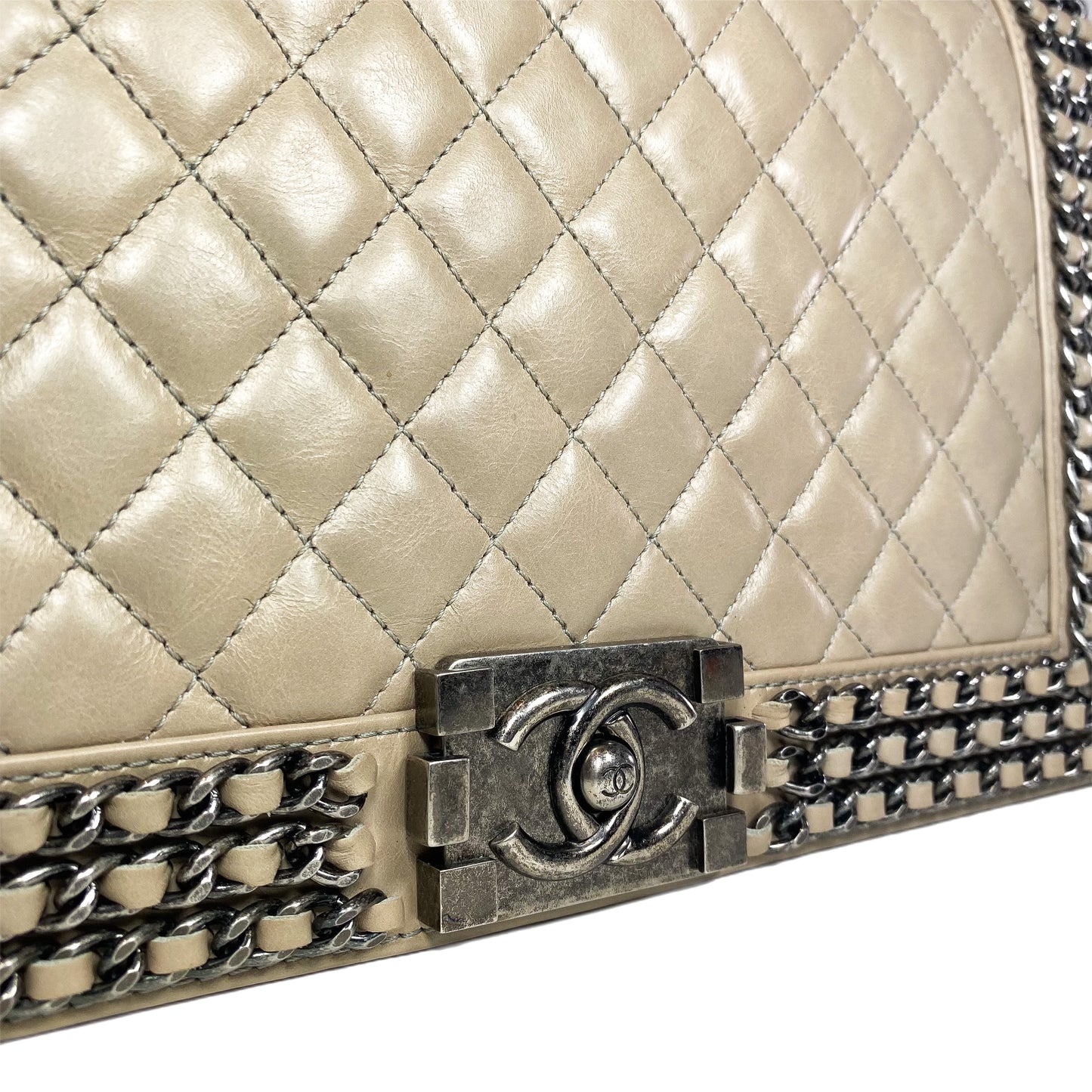 Chanel Beige New Medium Chained Boy Flap Bag