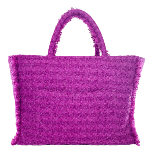 Chanel Fuchsia Tweed Wool Zipped Shopping Tote