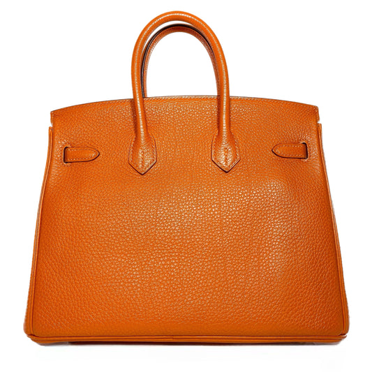 Hermes Birkin 25 Orange Togo Palladium Hardware