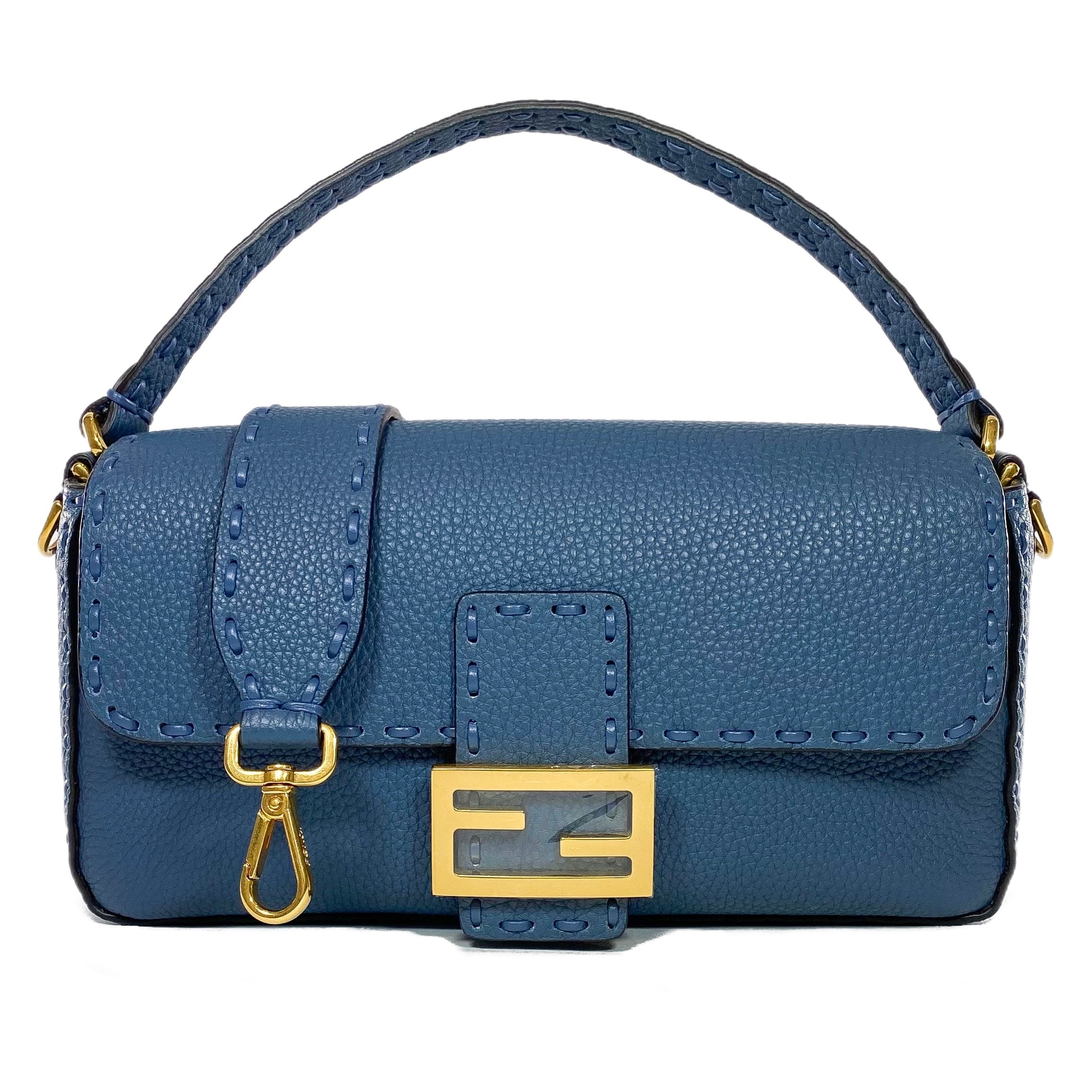 Fendi Blue Selleria Baguette