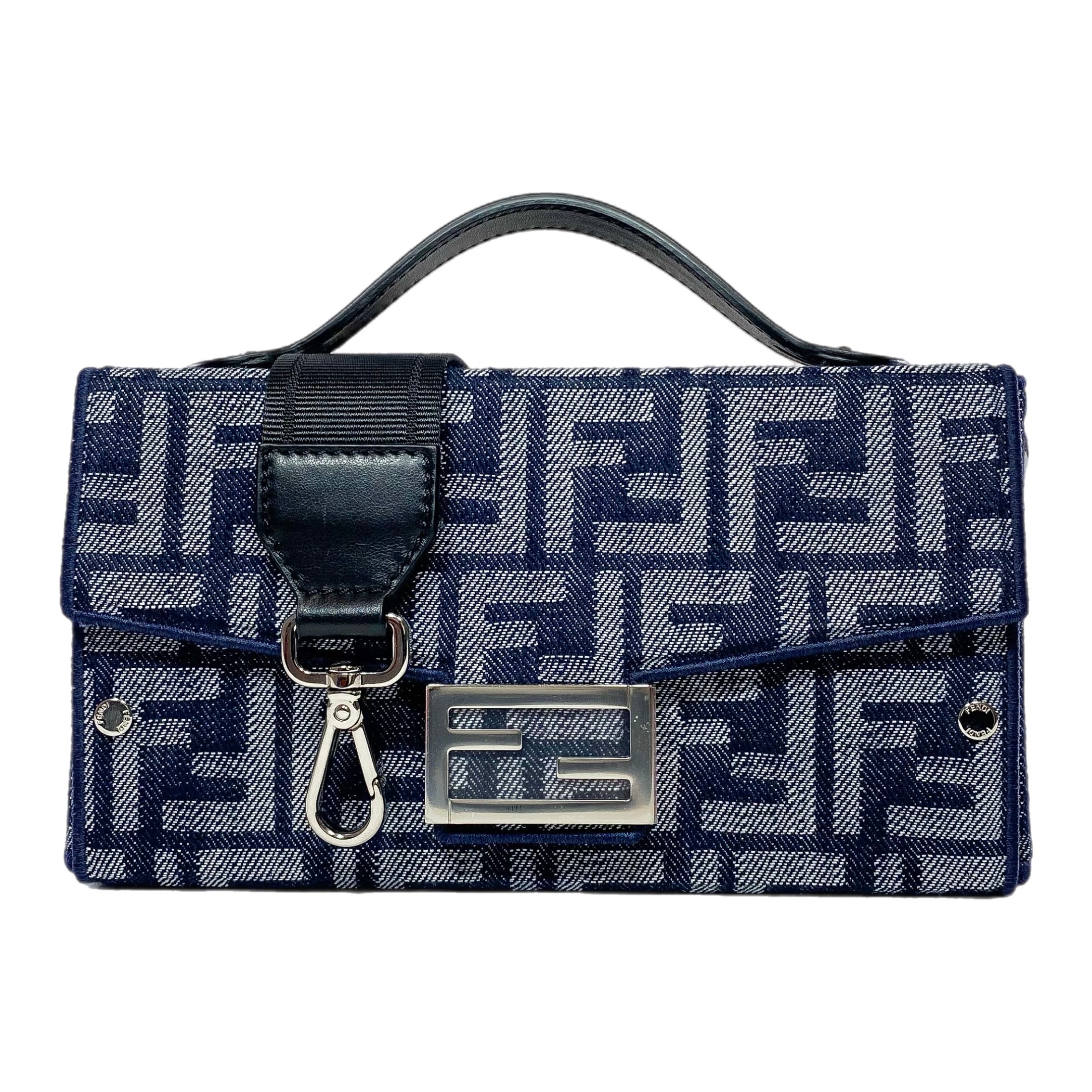 Fendi Denim Logo Soft Trunk Baguette