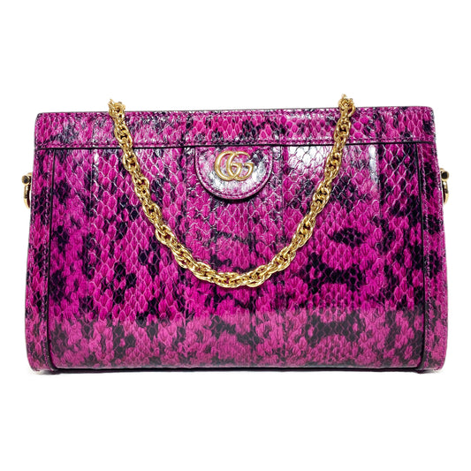 Gucci Pink GG Small Snakeskin Ophidia Chain Shoulder Bag