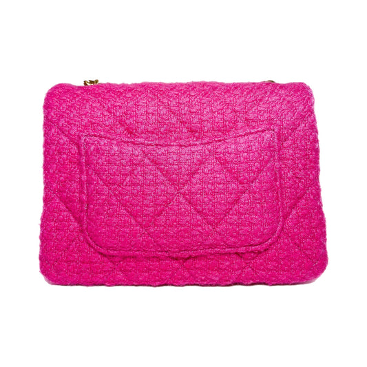 Chanel Fuchsia Cashmere Tweed Quilted Mini Bijoux Flap