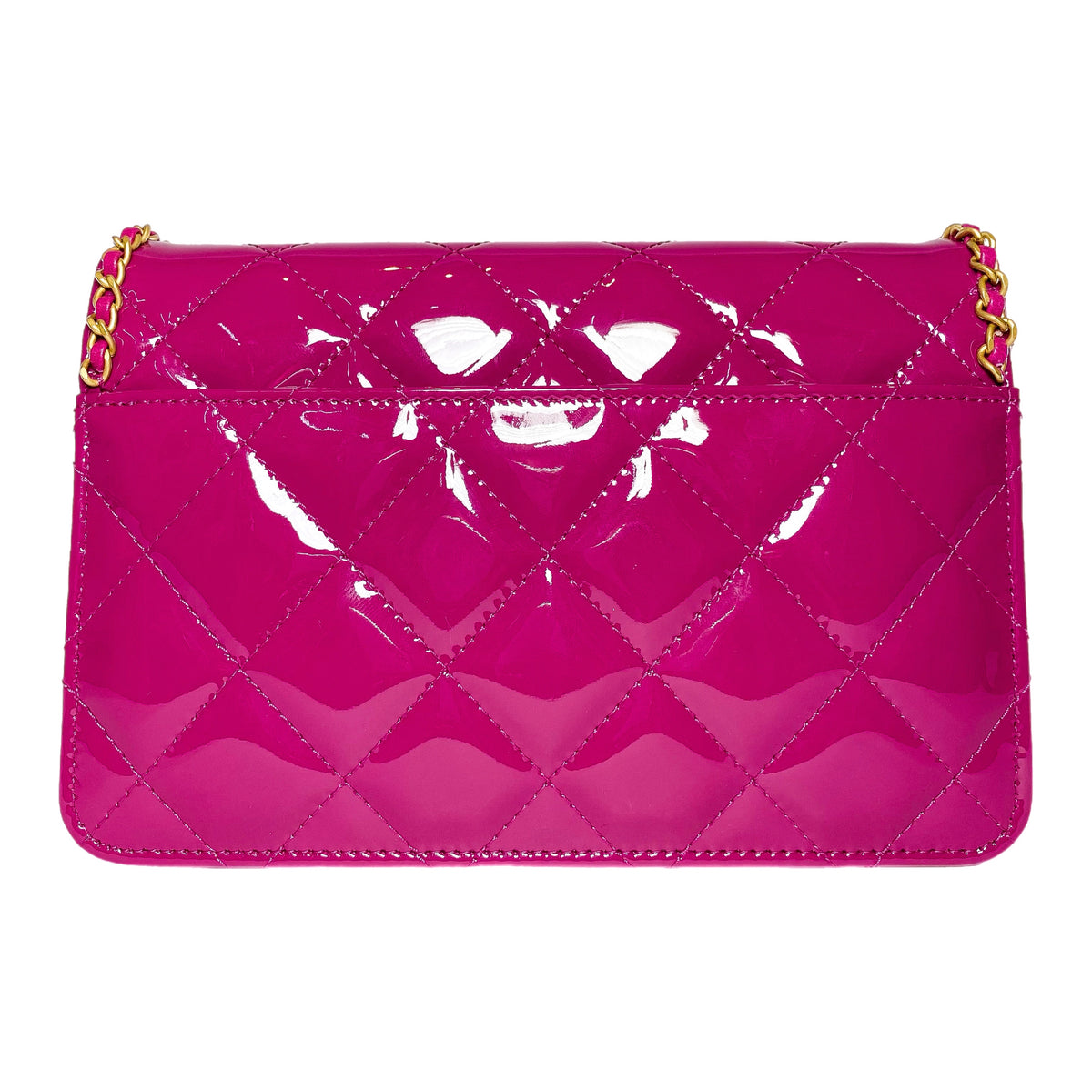 Chanel Fuchsia Patent Chain Heart Wallet on Chain | Consign of the 