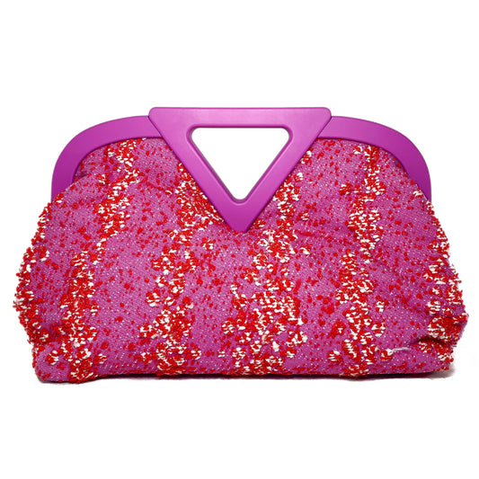Bottega Veneta Fuchsia Knit Tweed Point Bag