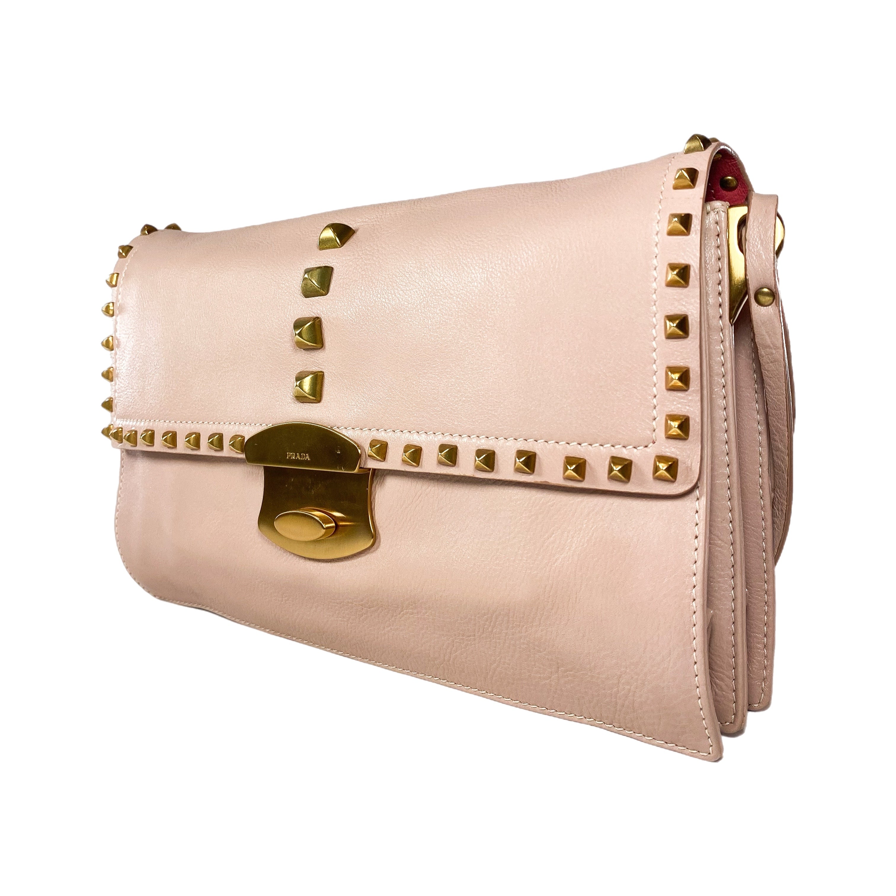 Prada Blush Studded Chain Strap Shoulder Bag