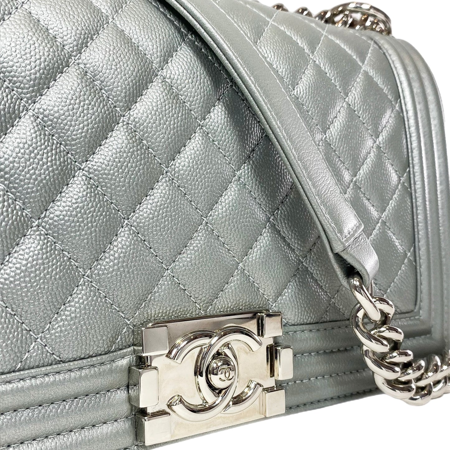 Chanel Silver Old Medium Boy Bag