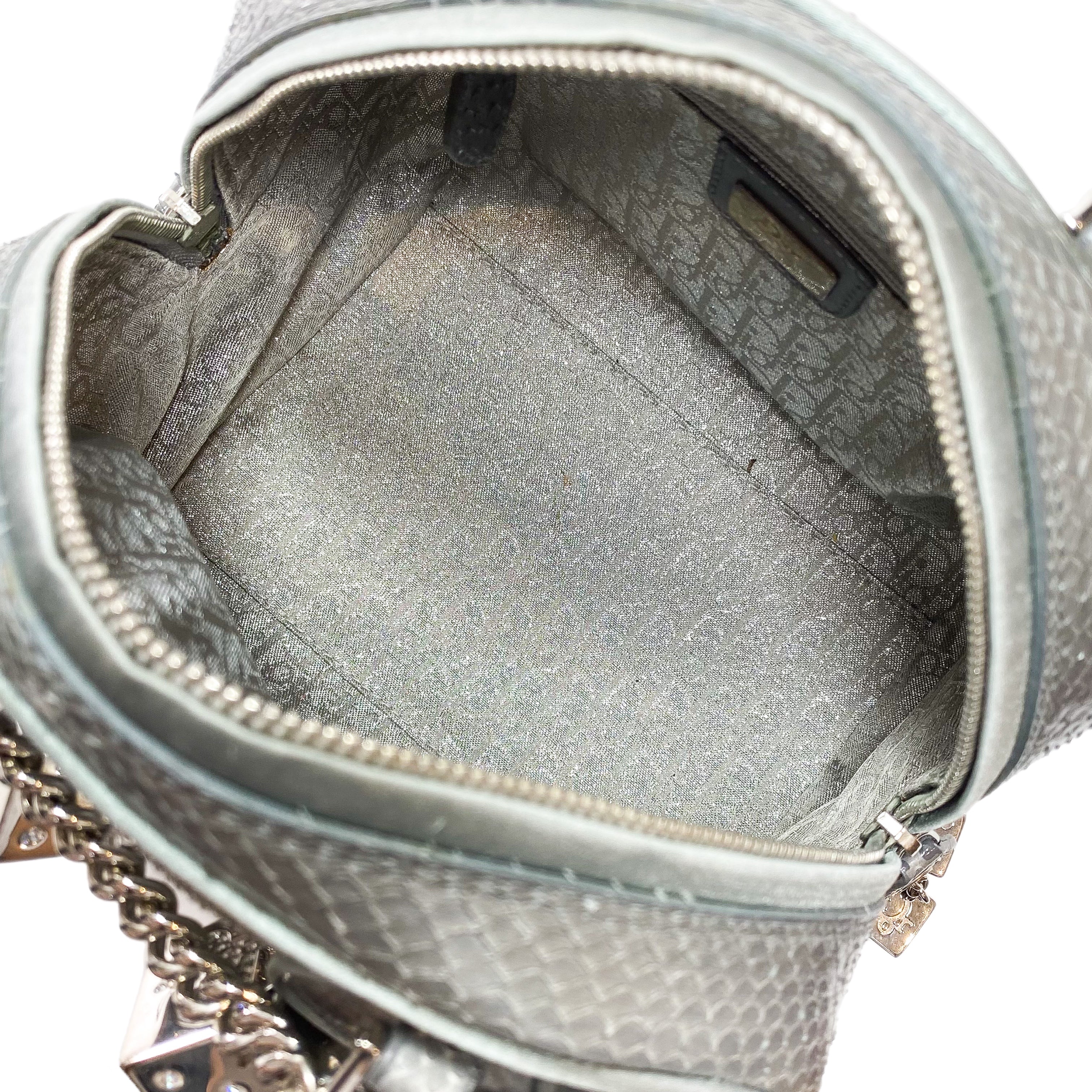 Dior Vintage Crystal Python Trimmed Satin Gambler Bag