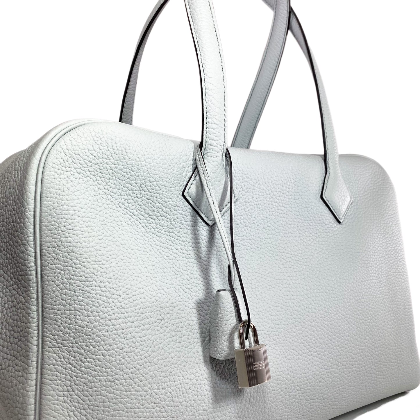 Hermes Bleu Pale Clemence Victoria 35 Palladium Hardware