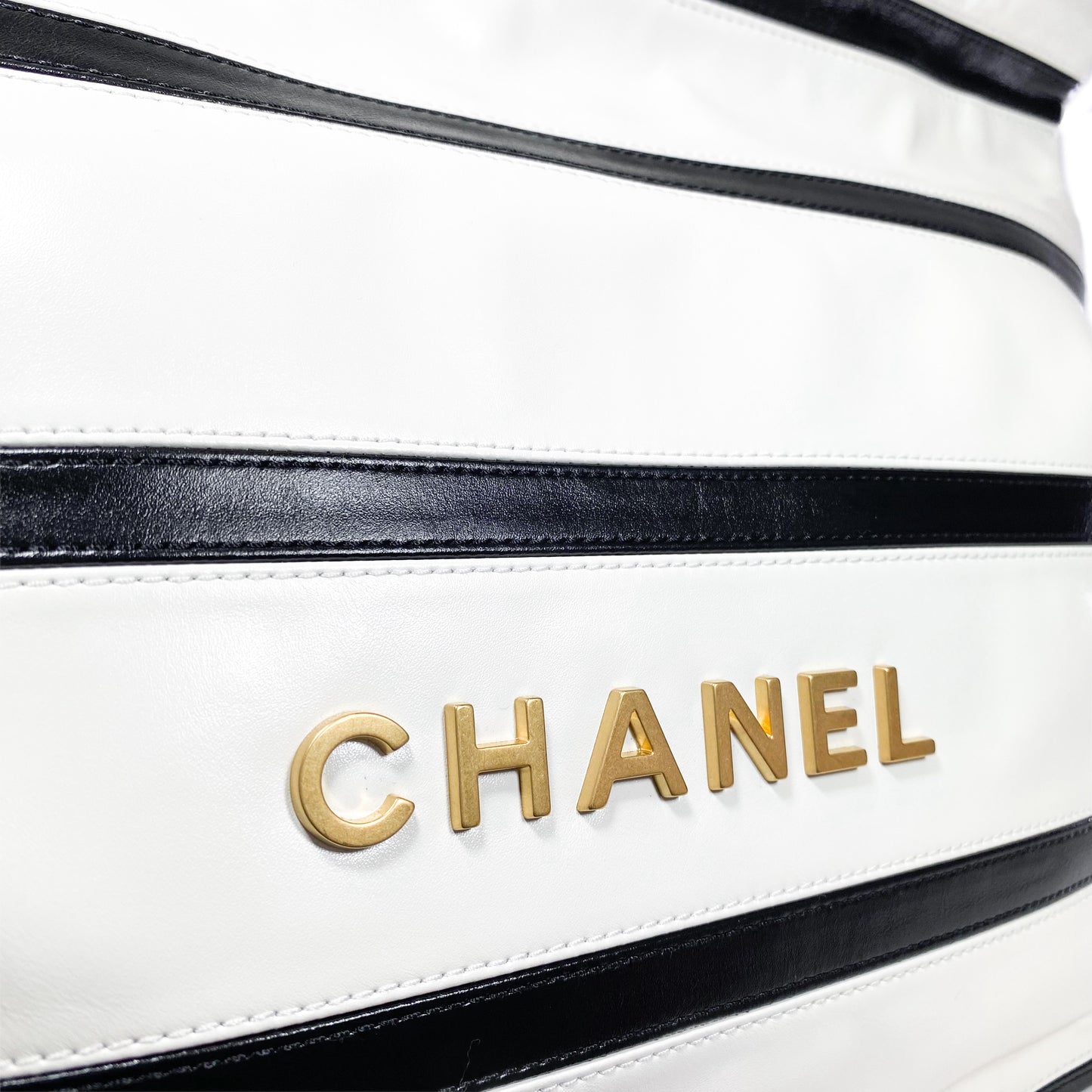 Chanel 22 White Black Striped