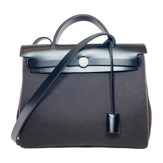 Hermes Black Ebene Toile Vache Hunter Herbag Zip 31 PM