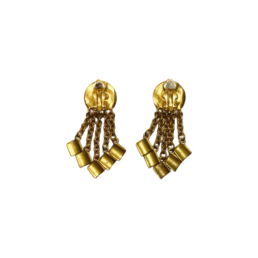 Chanel Gold Fringe Vintage Drop Earrings